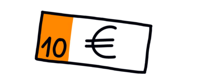 Zeichnung; ein 10-Euro Schein