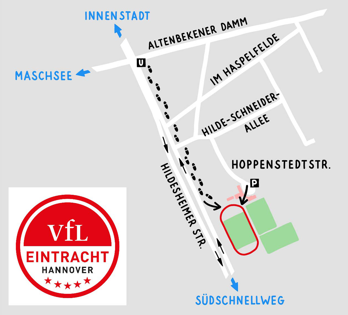 Lageplan: VfL Eintracht Hannover in der Hoppenstedtstrasse in Hannover